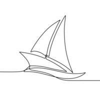 desenho de linha contínua no barco vetor