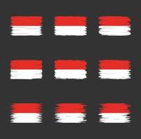 coleção de escova de bandeira da indonésia ou mônaco vetor