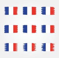 coleção de pincéis de bandeira da frança vetor