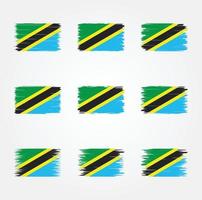 coleção de pincéis de bandeira da tanzânia vetor
