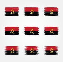 coleção de pincéis de bandeira de angola vetor