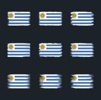 coleção de pincéis de bandeira do uruguai vetor