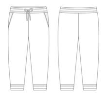 calça estilo esportivo com bolsos croqui técnico. modelo de design de calças infantis. vetor