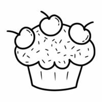 cupcake com cerejas. ilustração vetorial doodle. retrato falado. vetor