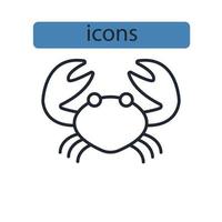 ícones de frutos do mar simbolizam elementos vetoriais para infográfico web vetor