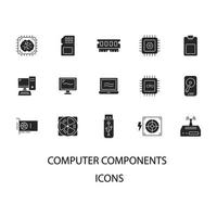conjunto de ícones de componentes de computador. componentes de computador embalam elementos vetoriais de símbolo para web infográfico vetor