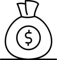 ícone de contorno do saco de dinheiro vetor