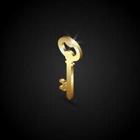 ilustração em vetor chave dourada de luxo. o símbolo da chave. ícone de chave.