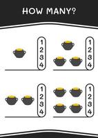 quantos de caldeirão, jogo para crianças. ilustração vetorial, planilha para impressão vetor