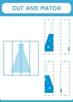 cortar e combinar partes do frasco de química, jogo para crianças. ilustração vetorial, planilha para impressão vetor