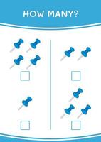quantos de alfinete, jogo para crianças. ilustração vetorial, planilha para impressão vetor