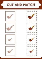 cortar e combinar partes de cachimbo, jogo para crianças. ilustração vetorial, planilha para impressão vetor