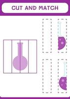 cortar e combinar partes do frasco de química, jogo para crianças. ilustração vetorial, planilha para impressão vetor