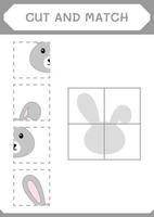 cortar e combinar partes de coelho, jogo para crianças. ilustração vetorial, planilha para impressão vetor