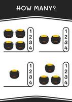 quantos de caldeirão, jogo para crianças. ilustração vetorial, planilha para impressão vetor