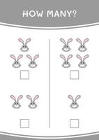 quantos de coelho, jogo para crianças. ilustração vetorial, planilha para impressão vetor