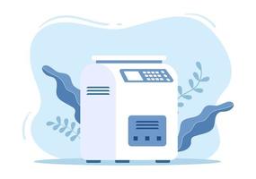 ilustração de loja de impressão com processo de produção na casa de impressão e máquinas para operar impressoras de arquivos grandes em desenhos animados de estilo simples vetor
