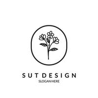 logotipo floral minimalista, floral, botânico feminino e linha moderna vetor