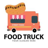 ilustração plana de um caminhão de comida. composição do conceito de design moderno para veículo de serviço de entrega de alimentos. gráficos da web, anúncios, folhetos, modelos de negócios vetor