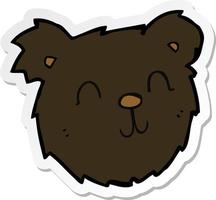 adesivo de uma cara de urso preto feliz de desenho animado vetor