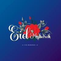 eid mubarak saudações floral cartão vermelho vetor