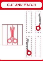 cortar e combinar partes de tesoura, jogo para crianças. ilustração vetorial, planilha para impressão vetor