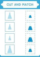 cortar e combinar partes do frasco de química, jogo para crianças. ilustração vetorial, planilha para impressão vetor