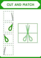 cortar e combinar partes de tesoura, jogo para crianças. ilustração vetorial, planilha para impressão vetor