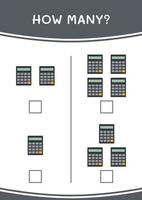 quantos de calculadora, jogo para crianças. ilustração vetorial, planilha para impressão vetor