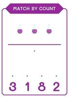 jogo por contagem de frasco de química, jogo para crianças. ilustração vetorial, planilha para impressão vetor