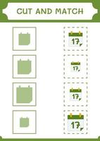 cortar e combinar partes do calendário, jogo para crianças. ilustração vetorial, planilha para impressão vetor