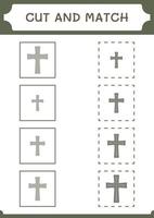 cortar e combinar partes da cruz cristã, jogo para crianças. ilustração vetorial, planilha para impressão vetor