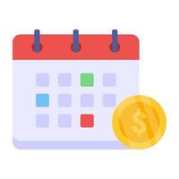 ícone de dinheiro com calendário, design plano de dia de pagamento vetor