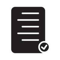 ícone sólido de verificação de documento isolado no fundo branco vetor