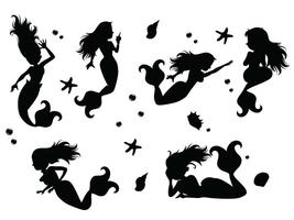 Vetores Mermaid Silhoutte