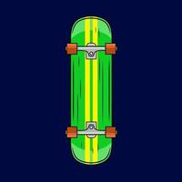 skate estilo vetor linha neon art logotipo potrait design colorido com fundo escuro.