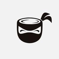 logotipo minimalista do café ninja. design de vetor de espaço negativo simples. isolado com fundo suave.