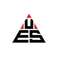 ues design de logotipo de letra de triângulo com forma de triângulo. ues monograma de design de logotipo de triângulo. ues modelo de logotipo de vetor triângulo com cor vermelha. ues logotipo triangular simples, elegante e luxuoso.
