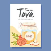 feliz dia de rosh hashaná, cartão de felicitações shana tova vetor