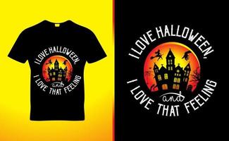 eu amo o halloween, e eu amo esse vetor de design de modelo de camiseta de citação de sentimento