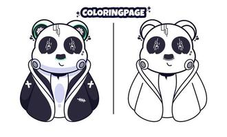 bonito robô panda vestindo terno para colorir adequado para crianças vetor