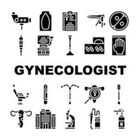 conjunto de ícones de coleção de tratamento de ginecologista ilustração vetorial vetor