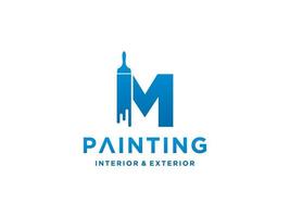 modelo de logotipo de pintura com vetor premium de conceito m inicial