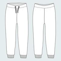 modelo de ilustração vetorial de desenho plano de moda técnica regular fit calça de pijama para senhoras vetor