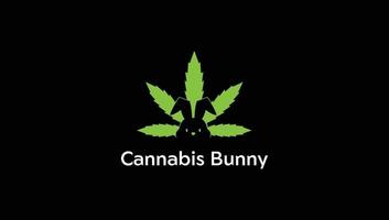 logotipo de folha de maconha de coelho de cannabis animal