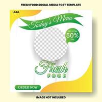 modelo de postagem de mídia social de alimentos frescos. ilustração vetorial de promoção de negócios vetor