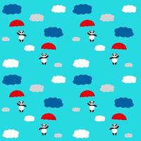 panda bonito sob um guarda-chuva no céu. padrão sem emenda infantil. ilustração vetorial vetor