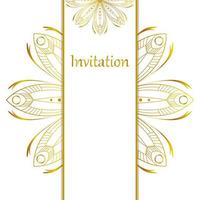 design de convite de casamento vintage com mandala dourada. design de cartão elegante com lugar para texto. ilustração vetorial vetor