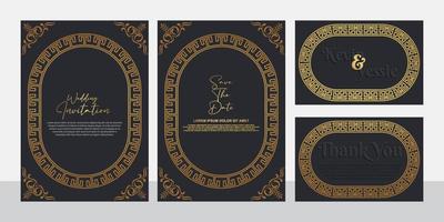 design de cartão de convite de casamento emoldurado vintage com ornamentos. vetor