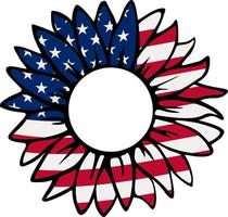 design patriótico da américa. 4 de julho símbolos patrióticos girassol. símbolo do dia da independência conosco bandeira. ilustração vetorial. vetor